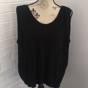 Old Navy Black Cotton Tank Tee Pleat Detail size L